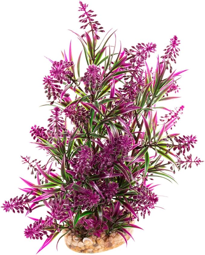 CNZ Aquarium Decor Fish Tank Decoration Ornament Artificial Plastic Plant Green/Purple, 11.8-inch