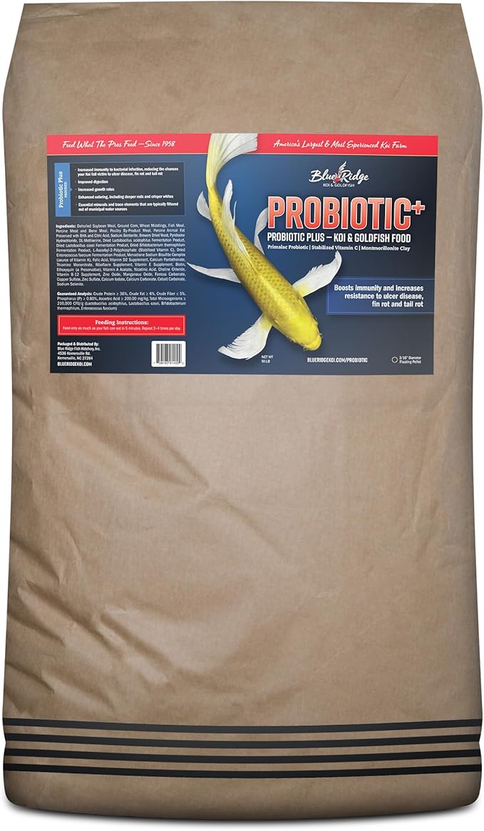 Blue Ridge Fish Food 50lb, Probiotic Plus 3/16" Floating Pellet, Koi Goldfish Food