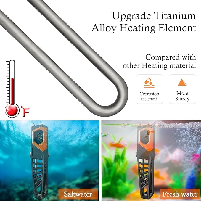 HITOP 600W Titanium Aquarium Heater - Digital Fish Heater with LED Temp Display and External Controller, for Large Fish Tank 75~180Gallon