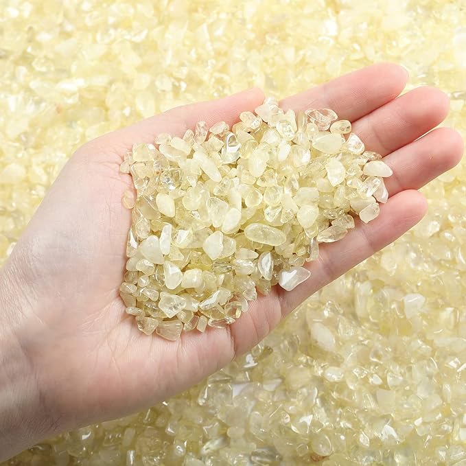 LAIDANLA Citrine Crushed Stone Crystal Chips Bulk Natural Gemstones Healing Reiki Crystals Mini Quartz Vase Filler Aquarium Gravel 0.55lb