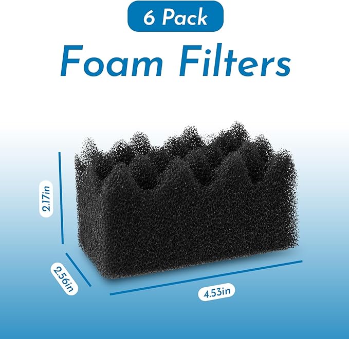ANTOBLE 6 Pack Foam Filter Media Replacement Sponges for Fluval 304 305 306 404 405 406 Aquarium Canister Filter Models (Equivalent to Bio-Foam A237)