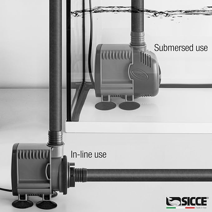 SICCE Syncra Silent 3.5 Multifunction 687 GPH Submersible Water Pump | Italian Made 68W Ultra Quiet Durable Aquarium Fish Tank, Fountain, Pond, Hydroponics, Terrarium Black | Freshwater & Saltwater