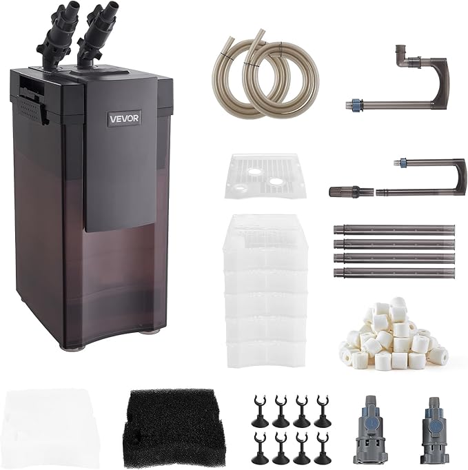 VEVOR 528GPH Canister Filter, 5-Stage External Aquarium Filter with Powerful Pump, Water Circulation Cleaning Machine with Media for Large Fish Tanks and Aquariums Up to 150 Gallons, for Freshwater