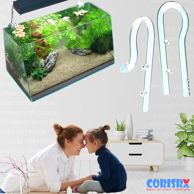 Aquarium Mini Glass Lily Pipe Bar Kit Inflow & Outflow for 12mm Tube Canister Filter - Elegant Design & Perfect Size for Small Fish Tank Filter Accessories, 5 10 15 20 Gallon Fish Tank