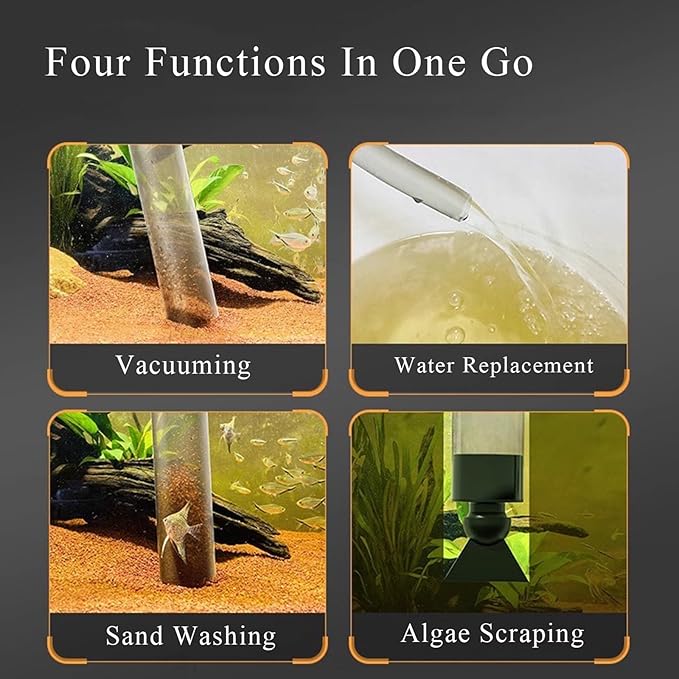Fish Tank Cleaner with Thickened Airbag, Hand Siphon Hose, Vacuum Water Changer Sand, for Fish Tank Cleaning Gravel & Sand