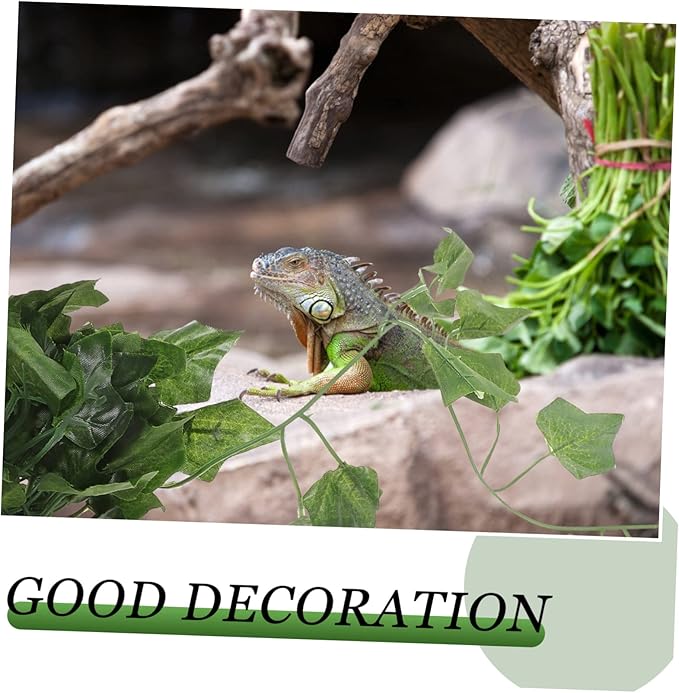 balacoo Reptile Plants Artificial Plastic Fake Hanging Leaves Simulation Plant Reptile Climbing Habitat Decor - 75cm