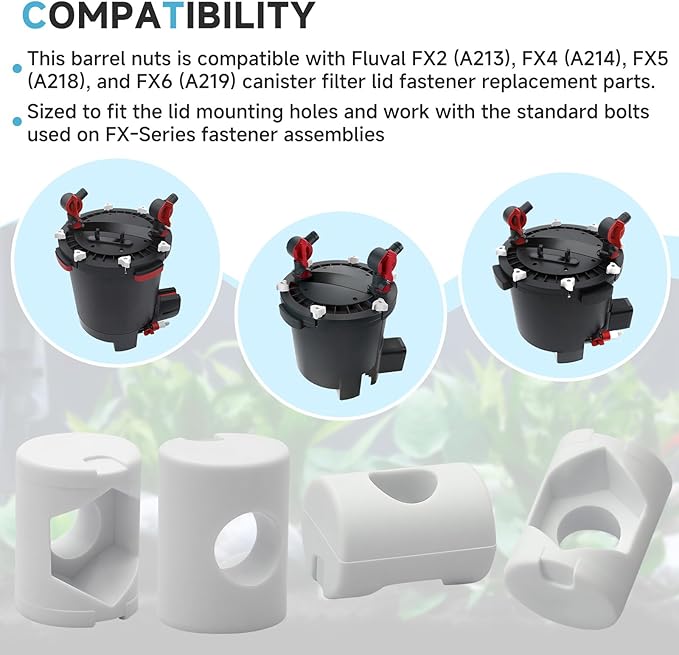 (10Pcs Lid Fastener Barrel Nuts Compatible with Fluval FX6 FX5 FX2 FX4 Canister Filters Replacement Parts, for Aquarium Filter Lock Nut Clamp Accessories