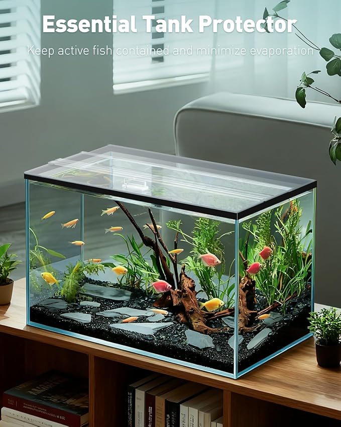 Pawfly 10 Gallon Fish Tank Lid, 19.3" x 9.65" x 0.14", Clear Polycarbonate Canopy for Aquariums Without Center Brace, 10 Gallon Aquarium Lid Aquarium Hood, Long Tank Lid, Plastic Fish Tank Cover