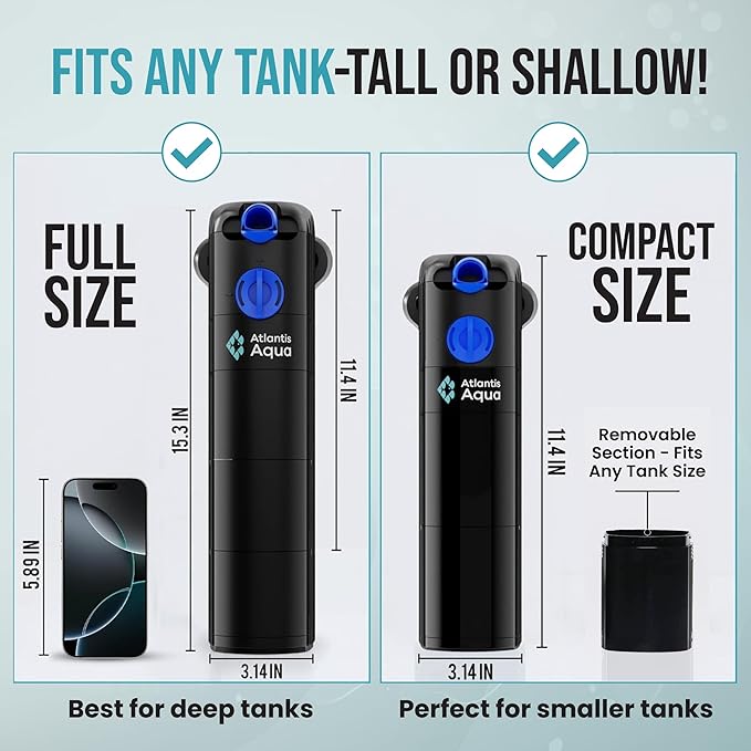 55 Gallon Fish Tank Filter to 100 Gallon Fish Tank Filter | Silent Fish Tank Filter | Large Fish Tank Filter | Submersible Aquarium Filter, 75 Gallon Fish Tank Filter, In Tank Aquarium Filter