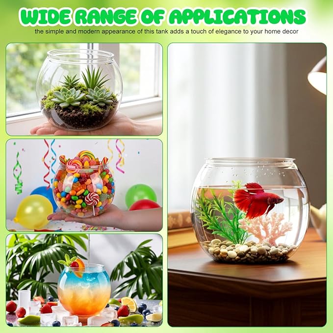 Lurrose Tabletop Fish Tank Plastic Fish Tank Globe Fbowl Clear Feeding Container