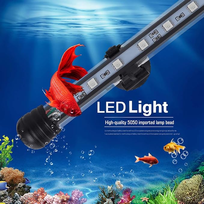 MQ 16 in Submersible LED Aquarium Light, 2.5W Color Changing Fish Tank Light with Remote Control, IP68 Crystal Glass 18 LEDs Lights Bar, for Fish Tank 20-25 inch