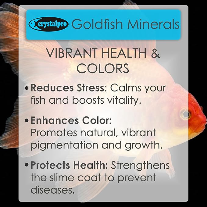 Crystalpro Goldfish Minerals 4.22 Oz-Mineral Additive for Goldfish Replenishes Protective Coat and General Health Aquarium Salt for Freshwater Tank (125 ml) Treats 660 Gallons