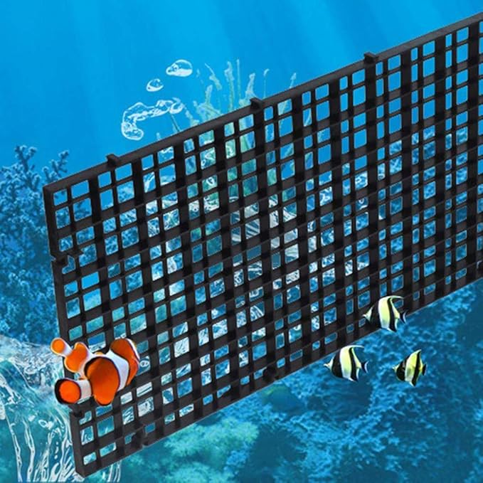 4 Pcs Aquarium Grid Divider Tray Egg Crate Aquarium Fish Tank Filter Bottom Isolation Board Partition Net Pane for Mixed Breeding,Black