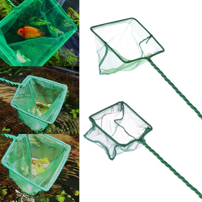 POPETPOP 2pcs Fish Fishing Net Nylon Mesh Tear-Resistant Design for Safe Catching Aquariums Twisted Plastic Handle for Versatile Use