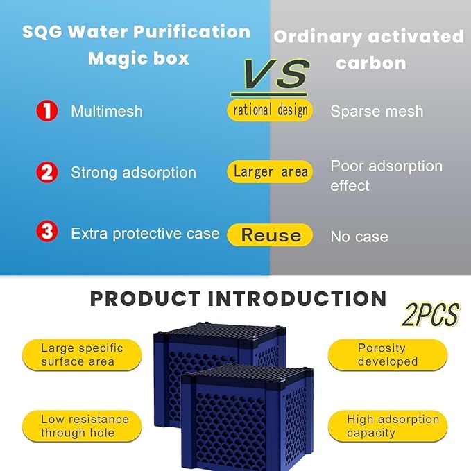 2pcs Cubic Water Trough Filter for Honeycomb Charcoal Activated Carbon Media, Suitable for Fish Tanks, Ponds, Livestock Tanks & Aquarium Purifiers