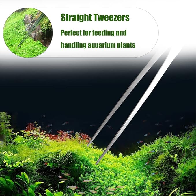 Utoolmart Aquarium Plant Tweezer, Stainless Steel Curved Tweezer, Aquarium Tweezers Extra Long 27cm, for Fish Tank Plant Aquascape Tools, Feeding Tongs, 1 Pcs