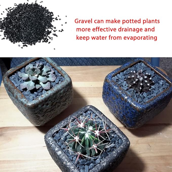 Avalution 6-9 mm Natural Black Gravel Polished Stone Succulent Plant Bonsai Stone DIY Plant Rock for Garden Outdoor & Indoor Gravel Aquarium Fish Tank Fairy Gardening Vase Filling Decoration-7LB