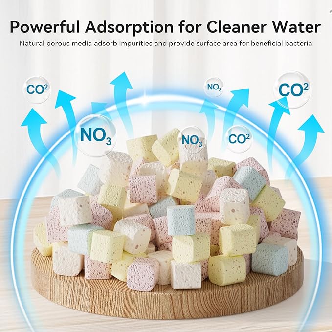 Aquarium Filter Media for Freshwater & Marine Tank Bio House Filter Media with Ceramic Cube Brick & Bio Cube, Helps Maintain Clear Water for Sump, Pond & Koi Fish Tanks