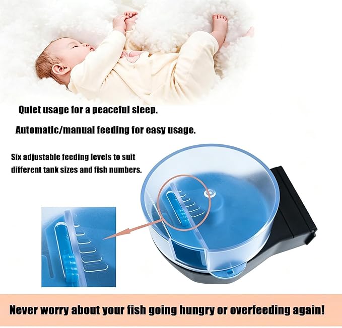 Aquarium Feeder, Smart Fish Food Timer, Automatic Feeding Device, Programmable Portion Control System, Silent Pet Care Tool for Small Tank Betta Turtle Home Travel Holiday
