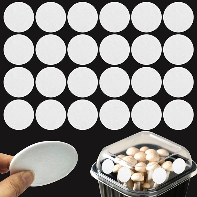 TINSKY 24 Pcs 2.5" Monotub Adhesive Filter Disks-3MM Thick Monotub Filter Discs-Monotub Filters for Mushroom Growing Supplies Filter Pad Replacements