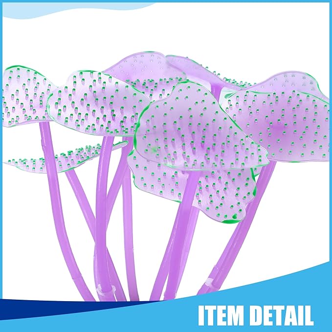Soft Silicone Glowing Mushroom Coral, Fluorescence Aquatic Artificial Coral for Aquarium (Purple)