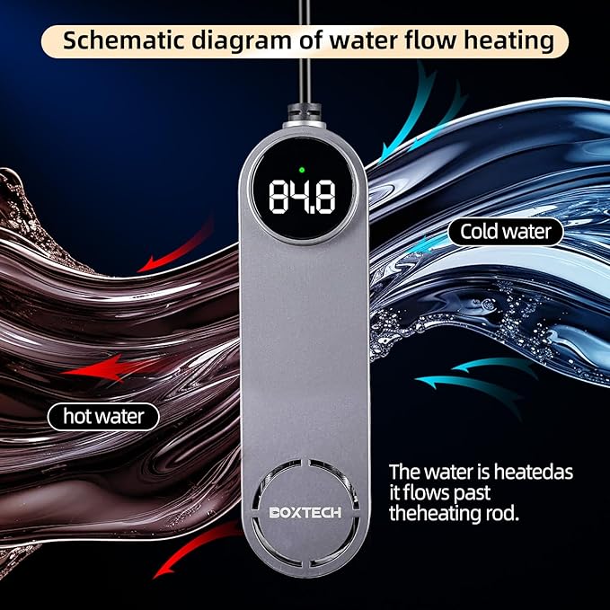 boxtech Aquarium Heater, Fish Tank Heater for 25 to 40 Gallon Tanks, 200w Submersible Water Heater with Digital Thermometer, Overheat Protection