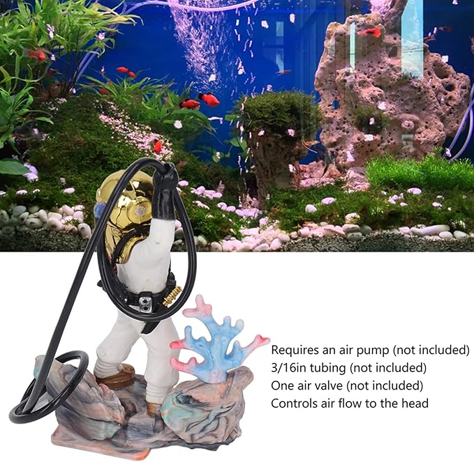 Zerodis Diver Aquarium Decoration, Diver Fish Ornament Aquarium Decorations Kit Floating Device Aquarium Accessories Ornament Play Toy for Fish (White)