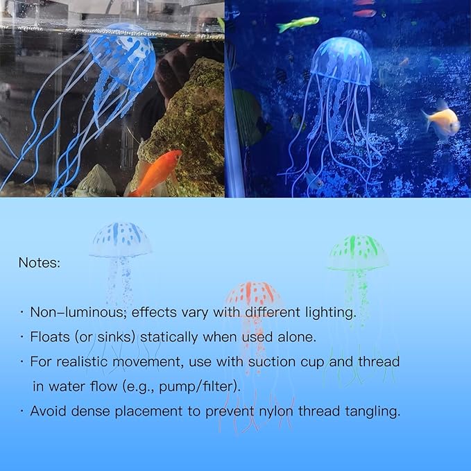 DJDIRY 5 PCS Aquarium Ornaments Soft Silicone Mini Jellyfish Decorations, Floating Artificial Realistic Jellyfish Marine Animal for Large/Small Fish Tank DIY