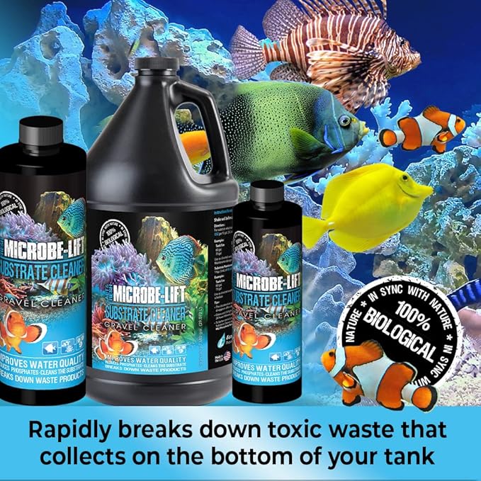 MICROBE-LIFT Gravel & Substrate Cleaner for Saltwater Aquarium and Freshwater Tanks, Tank Cleaner and Aquarium Water Conditioner, Clarifies Water, Reduces Sludge, Aquarium Supplies, 4 Ounces (GSC04)