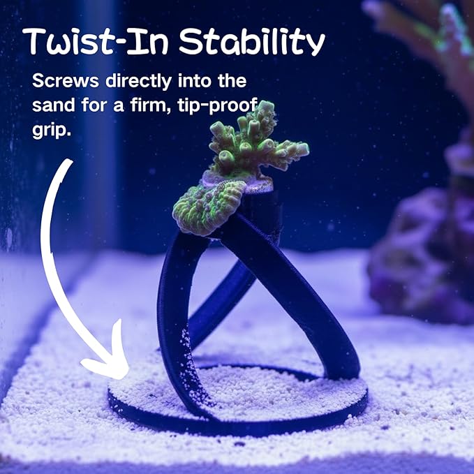 5 Pack Coral Frag Plug Sand Stands, Aquarium Sandbed Frag Rack Holder Mounts, Reef Tank Accessories for SPS LPS Zoanthid Corals, Secure Base Adapters (Black)