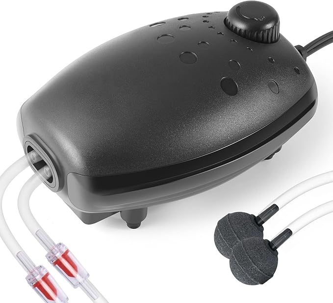 HITOP 3W 80GPH Adjustable Aquarium Air Pump, Upgrade Quiet Oxygen Pump, Powerful Air Aerator for Fish Tank up to 120 Gallon