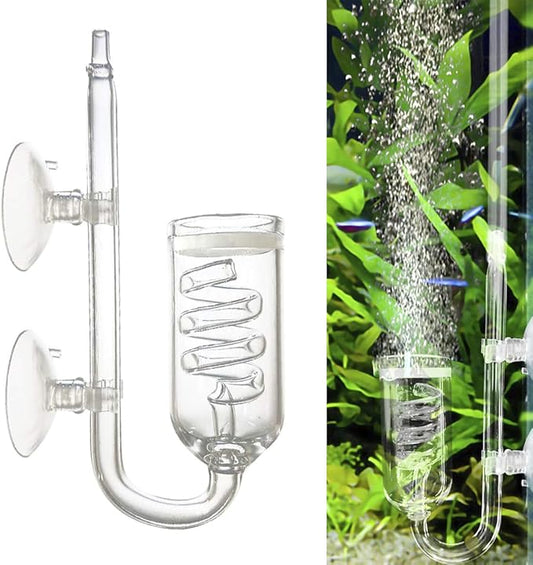 CO2 Diffuser Aquarium Glass Spiral CO2 Atomizer Diffuser Bubble Counter Check with Suction Cup for Aquarium Planted Fish Tank Supply Accessories