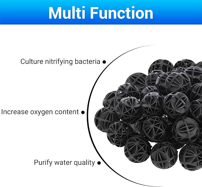 Segarty Aquarium Bio Balls, 1 inch Koi Pond Filter Media Bio Ball with Sponge for Aquarium Filter Canister Filter Biological Filtration for Freshwater Marine Fish Tank Sump (50 PCS with Mesh Bag)