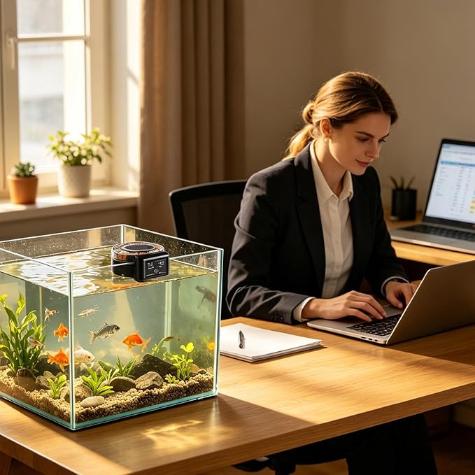 Fish Automatic Feeder - 105ml Airtight Aquarium Dispenser, Automatic Fish Tank Feeder with Separate Compartments |Food Dispenser for Aquarium Feeding for Turtle Pond Indoor Outdoor Vacation Pet