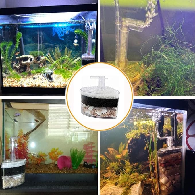 Corner Filter Bio Sponge Ceramic Air Pump Driven for Fry Shrimp Nano Fish Tank Aquarium XY-2008 (Ship from CA USA)