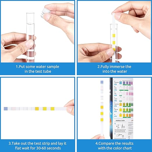 SEAOURA 7-in-1 Aquarium Water Test Strips (65 Strips), Accurate pH, Nitrate, Nitrite, Chlorine, Hardness，Alkalinity，Carbonate Testing for Freshwater & Saltwater Fish Tank, Pond, Betta, Turtle Tank