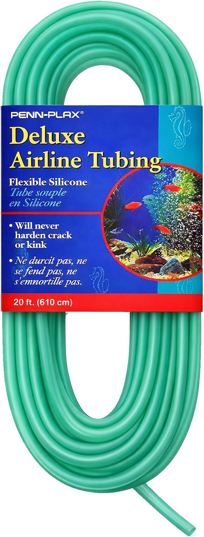 Penn-Plax Deluxe Airline Tubing for Aquariums – Made of Durable Silicone – Safe for Freshwater and Saltwater Fish Tanks – 20 Feet