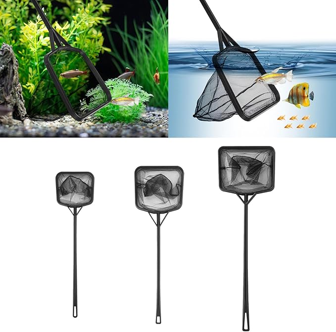 Mutliple Type Portable Fishing Net with Long Handle Fish Tanks Landing Net Fish Tanks Tool for Cleanning Float Item Fish Catchers for Aquariums Fish Catchers Toy Fish Catchers, Large