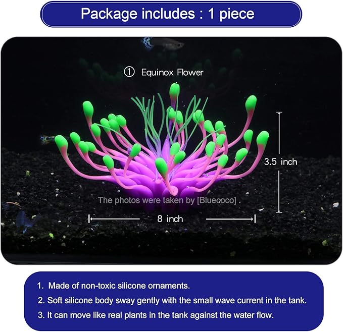 Soft Silica Gel Moves Naturally with Water Flow, Aquarium Decorations Glow in The Dark, Glowing Coral Ornaments for Fish Tank Decorations (Purple, Equinox)