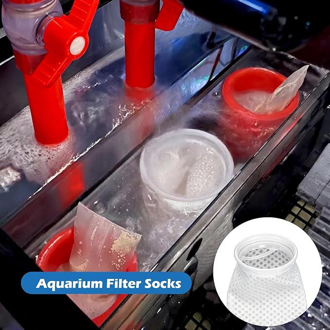 Lewtemi 16 Pcs Ring Honeycomb Filter Socks 150 μm Aquarium Filter Bags 11.8 × 4 Inch Sump Socks for Fish Tank Saltwater Aquarium
