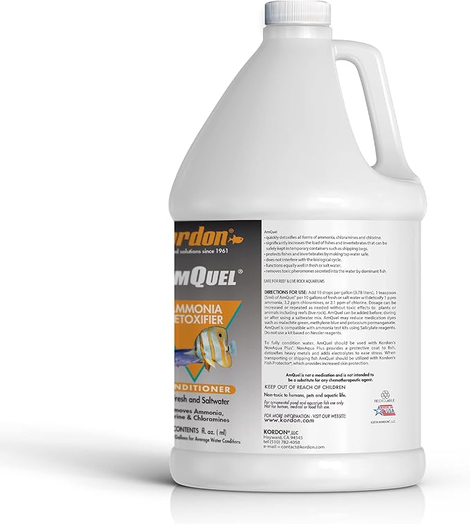 Kordon AmQuel One-Step Aquarium Water Conditioner - Removes Chlorine & Chloramines Fast, Detoxifies Ammonia, for Freshwater & Saltwater Aquariums, 1-Gallon