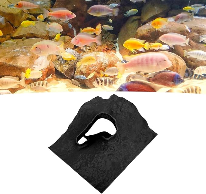 Zerodis 3D Aquarium Cave Decor Ornaments Rock Decor Small Fish Bowl Hide Decoration Exquisite Fish Landscape Hideaway Ornament for Home 3D Aquarium Cave (Black)