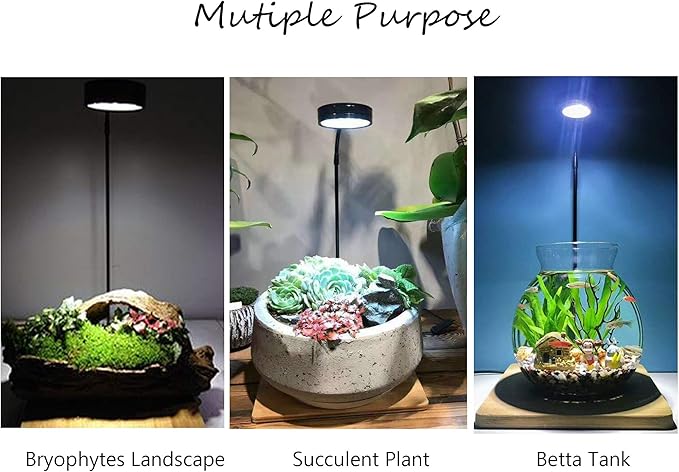 Height Adjustable Full Spectrum Nano LED Light, fits Nano Tanks, Wabi kusa, Potted Plants, Betta Tanks