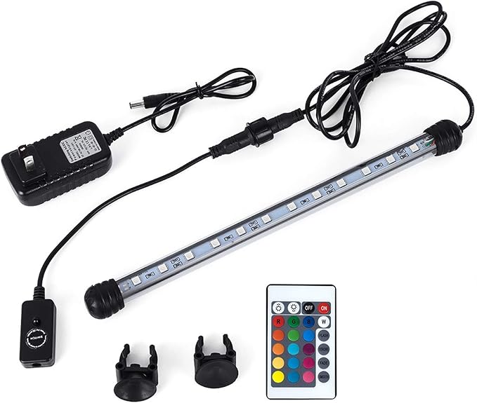 MQ 36 in Submersible LED Aquarium Light, 13W Color Changing Fish Tank Light with Remote Control, IP68 Crystal Glass 42 LEDs Lights Bar, for 38-45in Longest Side Tanks