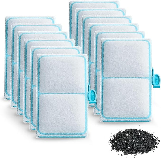 Pawfly Filter Cartridge for Top Fin EF-S Element and BF5 BETTAFLO, Replacement EF-S Filter Cartridge for Fish Tank (12 Pack)