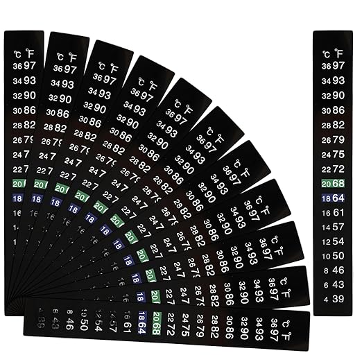 12 Pack Aquarium Thermometer Strips, 39-97℉ Fish Tank Thermometer Tape, Amphibian and Reptile Thermometer Stickers, Adhesive Brewing Thermometer Stickers for Kombucha, Wine & Beer