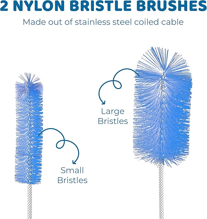SunGrow Aquarium Filter Brush, 61" Stainless Steel Spring Long Flexible Tube, Pipe Brush for Hose, U-Shape and Bent Pipes, Double-Ended Pipe Cleaner Brush for Aquarium, Fish Tank or Household Use