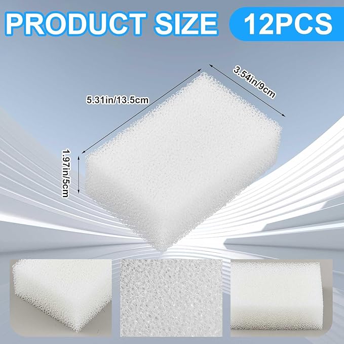 Threlaco 12 Pcs Compatible with Aquaclear 70 Foam Filter Inserts, for Filtering Mechanical and Biological Media, Keeping the Water Tank Clean and Fresh