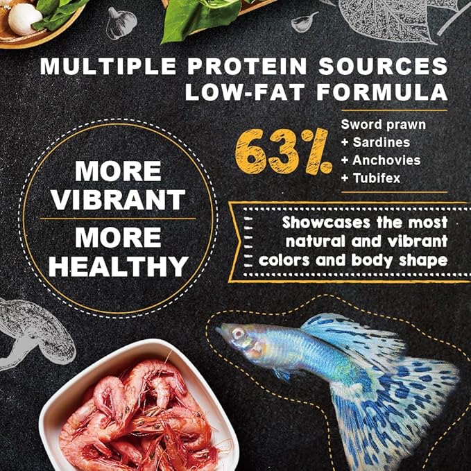 Ultra Fresh Apex Guppy Fish Food, Growth Formula with Natural Ingredients & Whole Nutrition 4.23oz