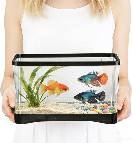 2 Gallon Plastic Rectangular Fish Tank, Large Clear Shatterproof Aquarium for Betta Fish Reptiles Succulents Flower Centerpiece, Fish Terrarium for Centerpiece Home Office Desktop Decors Gift
